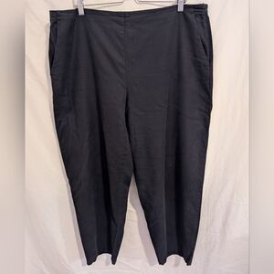 Eileen Fisher XL Cotton Hemp Ankle Pants Stretch Pockets Elastic Waist Black